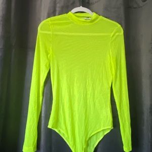 Neon Yellow Mesh leotard